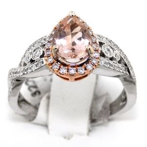 1.50 TGW Morganite Diamond Art Deco ring